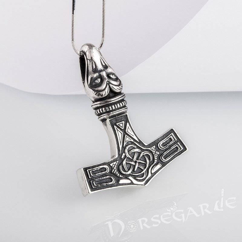 Handcrafted Raven Head Mjölnir - Sterling Silver