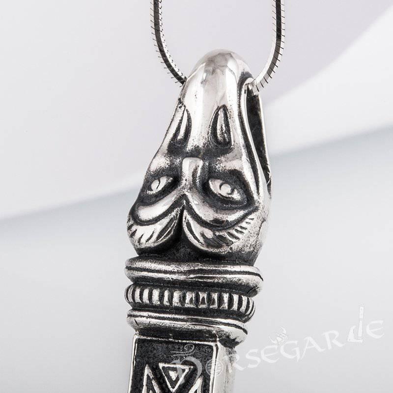 Handcrafted Raven Head Mjölnir - Sterling Silver