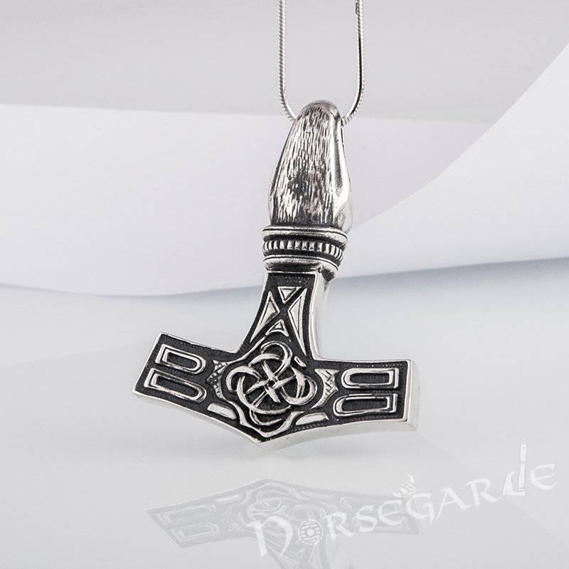 Handcrafted Raven Head Mjölnir - Sterling Silver