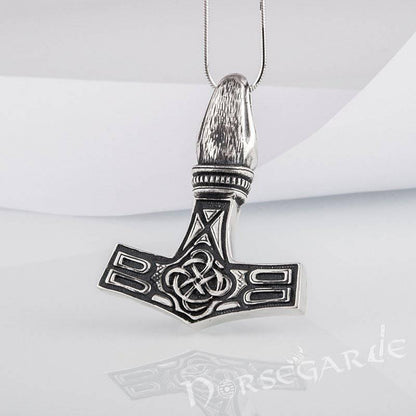 Handcrafted Raven Head Mjölnir - Sterling Silver
