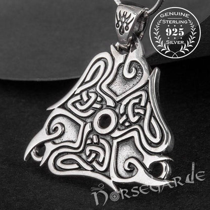 Handcrafted Raven Ornament Pendant - Sterling Silver