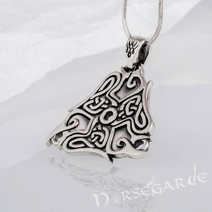 Handcrafted Raven Ornament Pendant - Sterling Silver