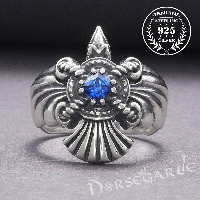 Handcrafted Raven's Flight Gemmed Ring - Sterling Silver