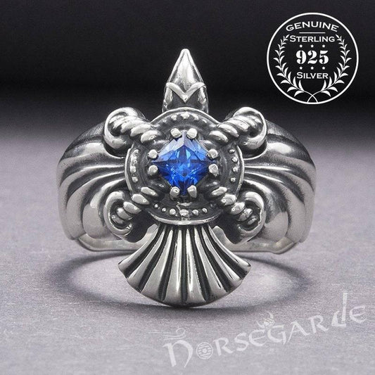 Handcrafted Raven's Flight Gemmed Ring - Sterling Silver
