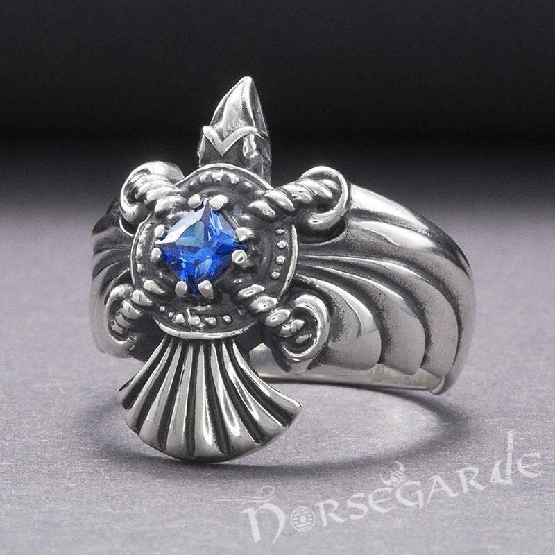 Handcrafted Raven's Flight Gemmed Ring - Sterling Silver