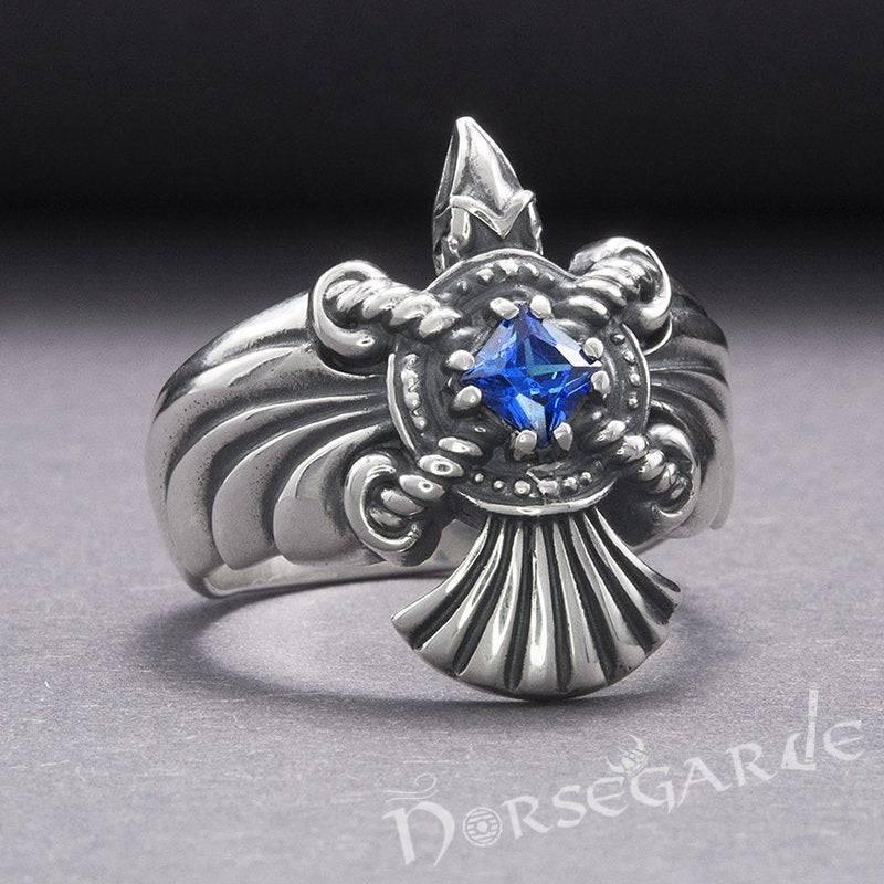 Handcrafted Raven's Flight Gemmed Ring - Sterling Silver