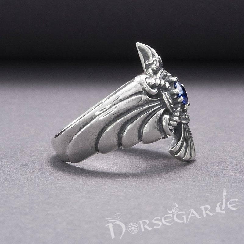Handcrafted Raven's Flight Gemmed Ring - Sterling Silver