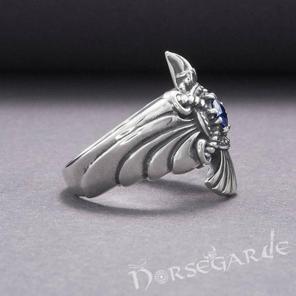 Handcrafted Raven's Flight Gemmed Ring - Sterling Silver