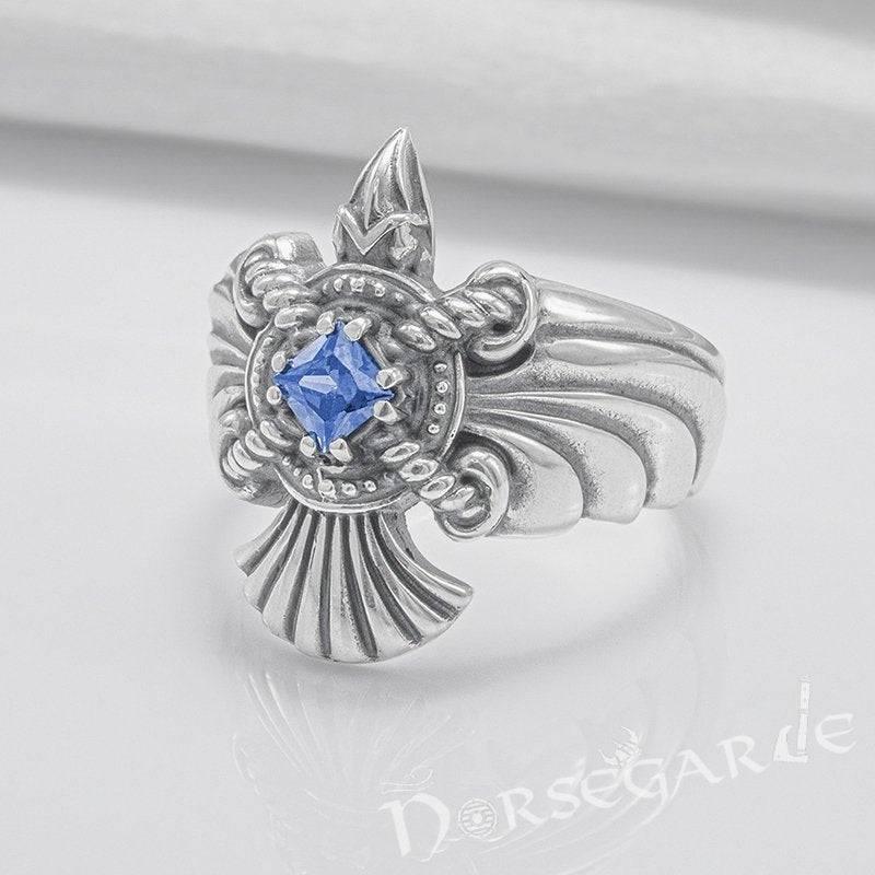 Handcrafted Raven's Flight Gemmed Ring - Sterling Silver