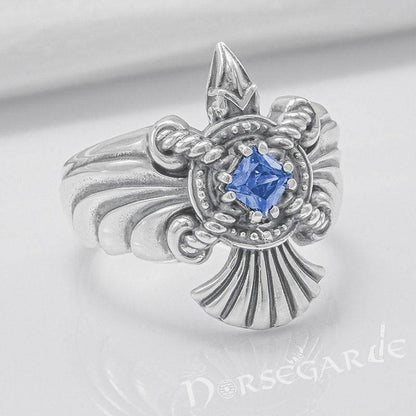 Handcrafted Raven's Flight Gemmed Ring - Sterling Silver
