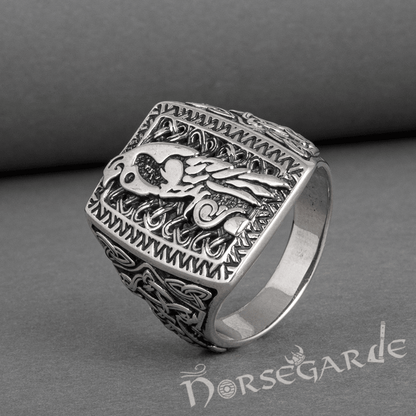 Handcrafted Raven's Foresight Signet Ring - Sterling Silver