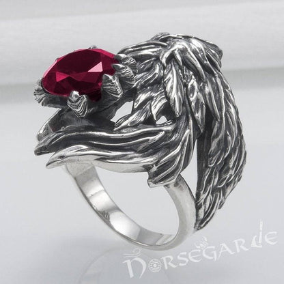 Handcrafted Raven's Grasp Gemmed Ring - Sterling Silver