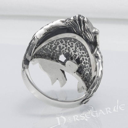 Handcrafted Raven's Grasp Gemmed Ring - Sterling Silver