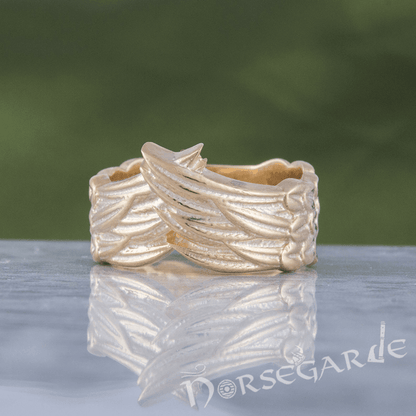 Handcrafted Raven Wing Ring - Gold