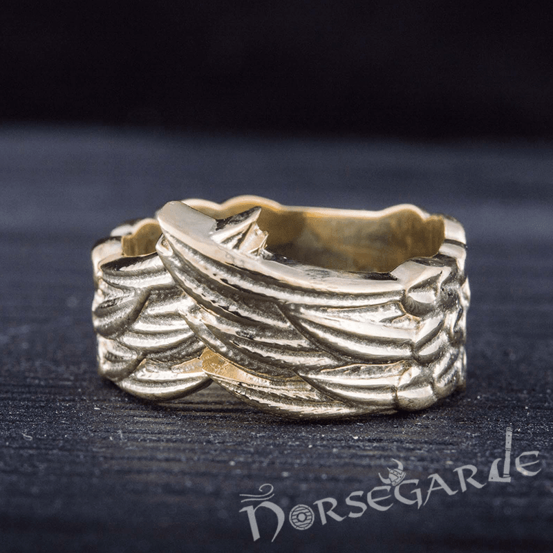 Handcrafted Raven Wing Ring - Gold