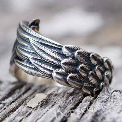Handcrafted Raven Wing Ring - Sterling Silver