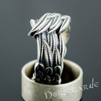 Handcrafted Raven Wing Ring - Sterling Silver
