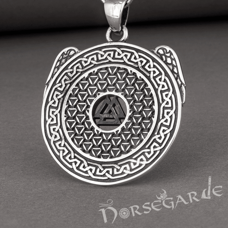 Handcrafted Ravens and Valknut Pendant - Sterling Silver