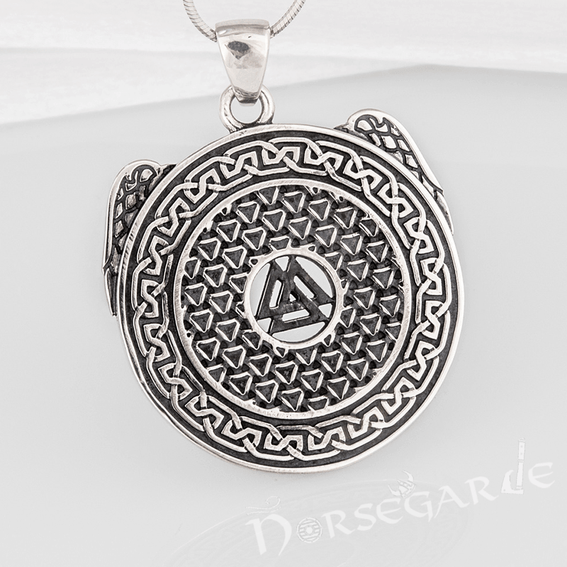 Handcrafted Ravens and Valknut Pendant - Sterling Silver