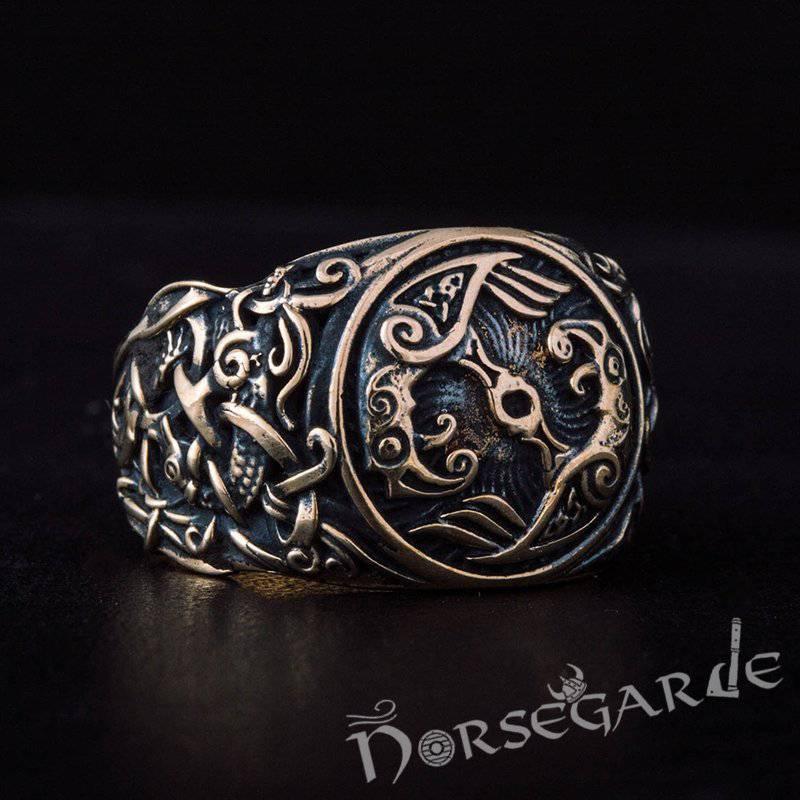 Handcrafted Ravens Mammen Style Ring - Bronze