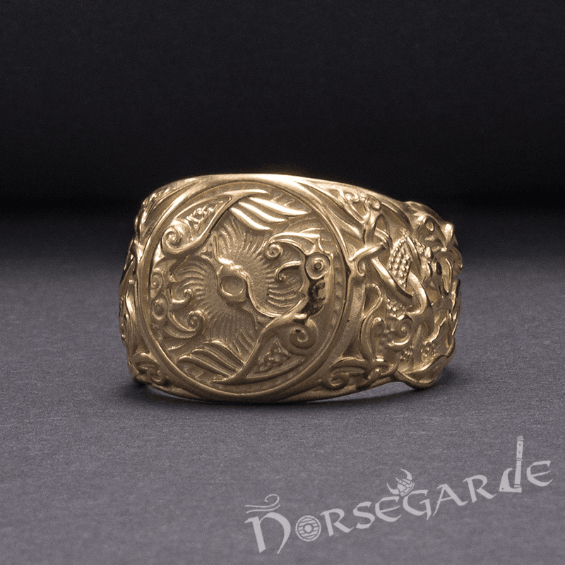 Handcrafted Ravens Mammen Style Ring - Gold
