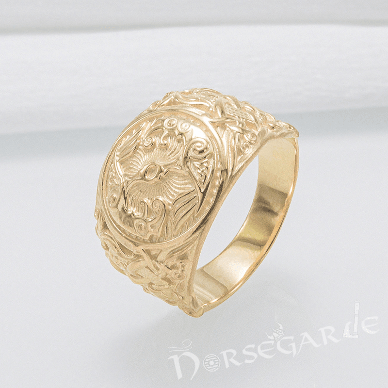 Handcrafted Ravens Mammen Style Ring - Gold
