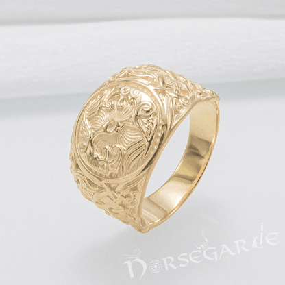 Handcrafted Ravens Mammen Style Ring - Gold