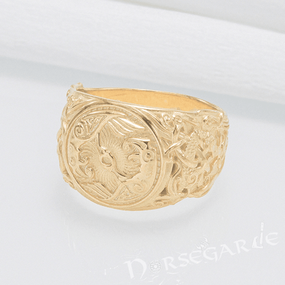 Handcrafted Ravens Mammen Style Ring - Gold