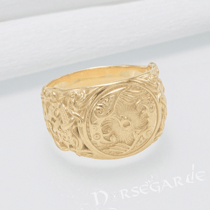 Handcrafted Ravens Mammen Style Ring - Gold
