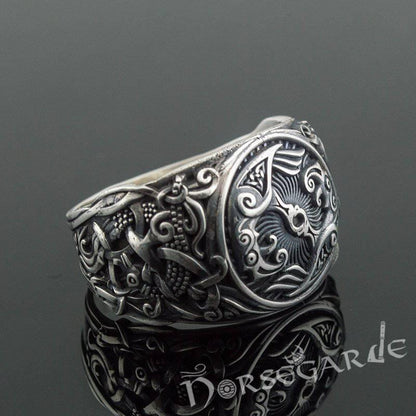 Handcrafted Ravens Mammen Style Ring - Sterling Silver