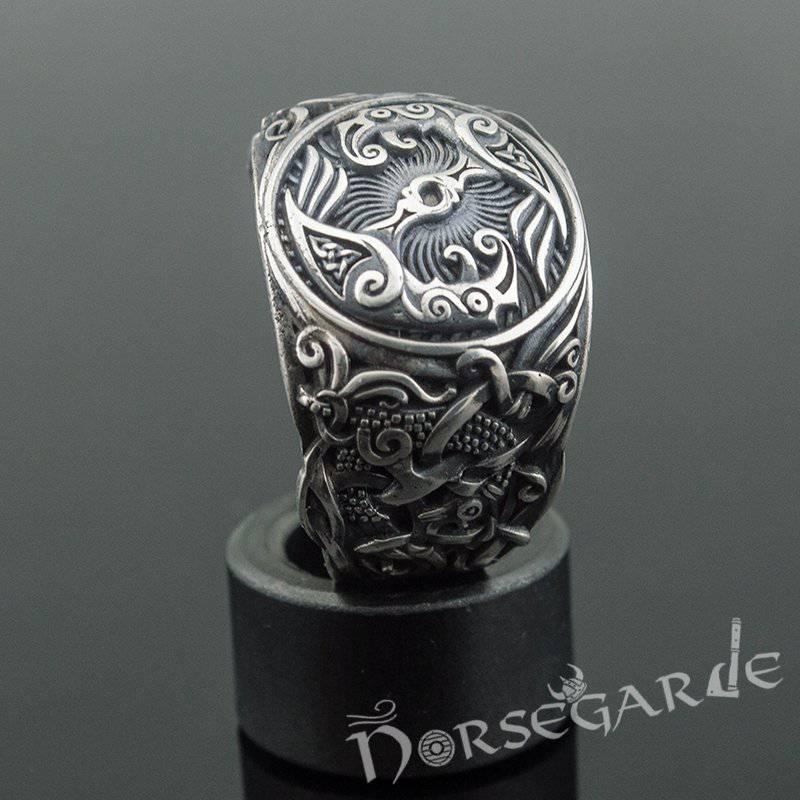Handcrafted Ravens Mammen Style Ring - Sterling Silver