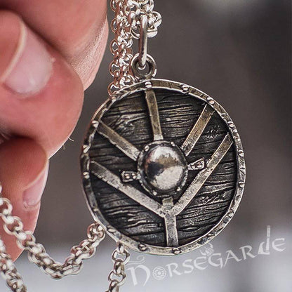 Handcrafted Reinforced Shield Pendant - Sterling Silver