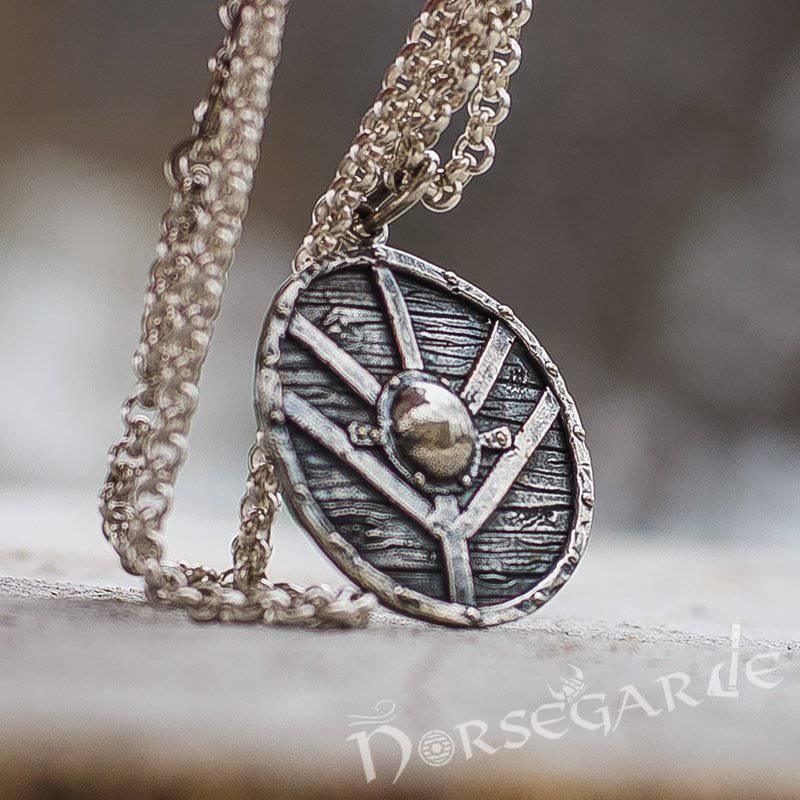 Handcrafted Reinforced Shield Pendant - Sterling Silver