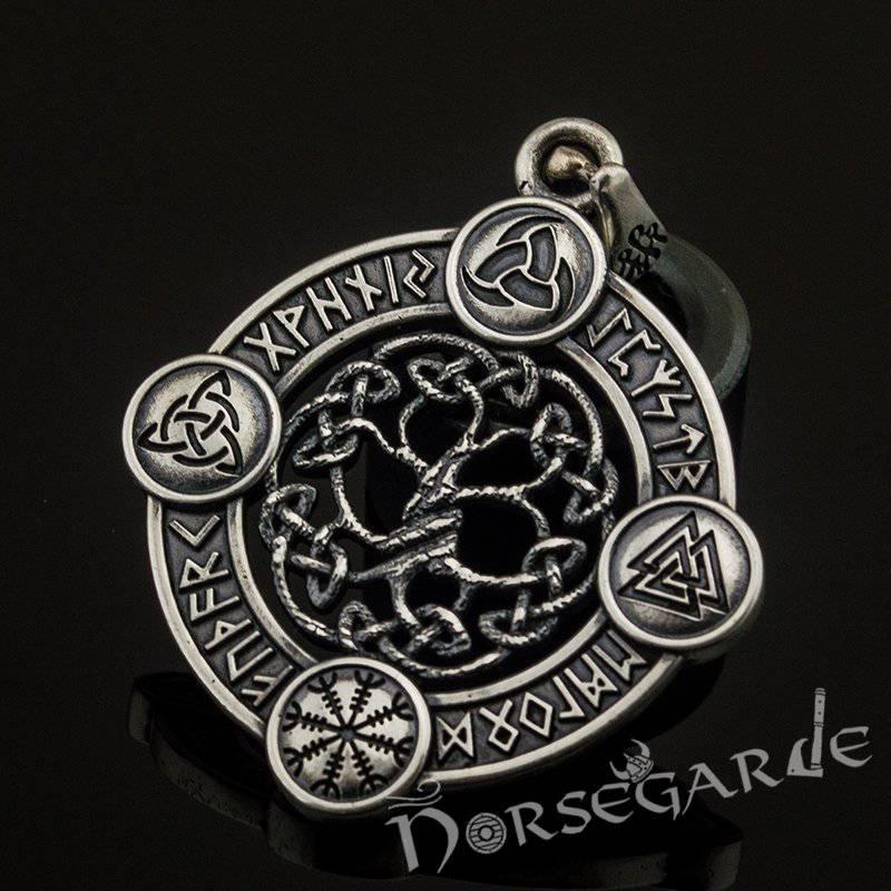 Handcrafted Rune Circle with Entwined Yggdrasil - Sterling Silver