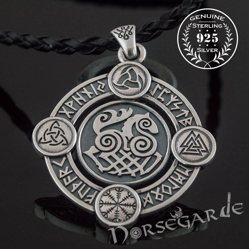 Handcrafted Rune Circle with Sleipnir - Sterling Silver