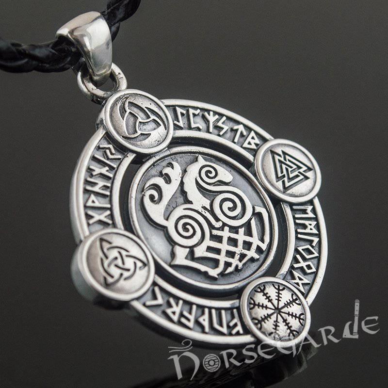 Handcrafted Rune Circle with Sleipnir - Sterling Silver