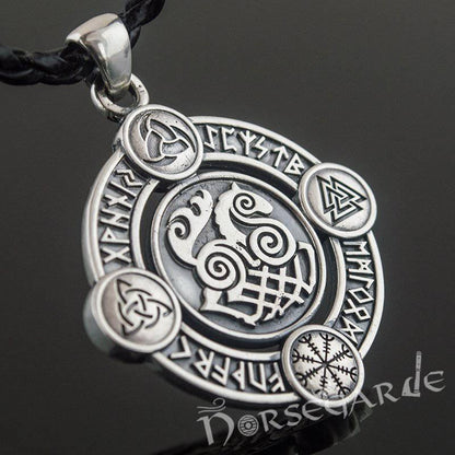 Handcrafted Rune Circle with Sleipnir - Sterling Silver