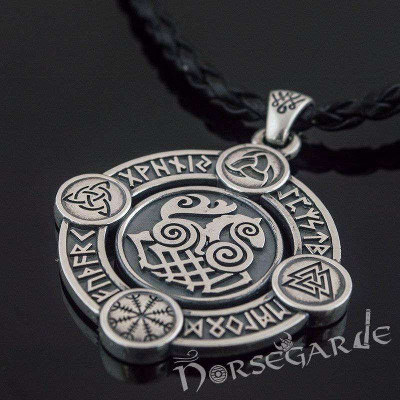 Handcrafted Rune Circle with Sleipnir - Sterling Silver