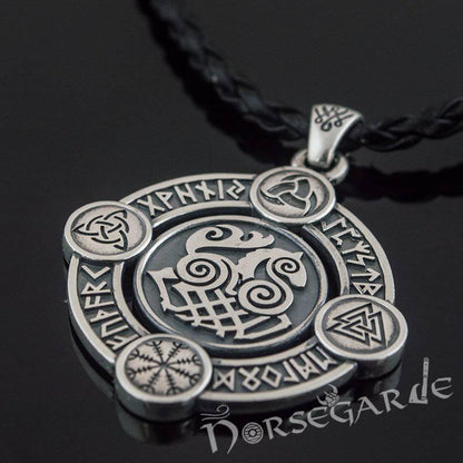 Handcrafted Rune Circle with Sleipnir - Sterling Silver