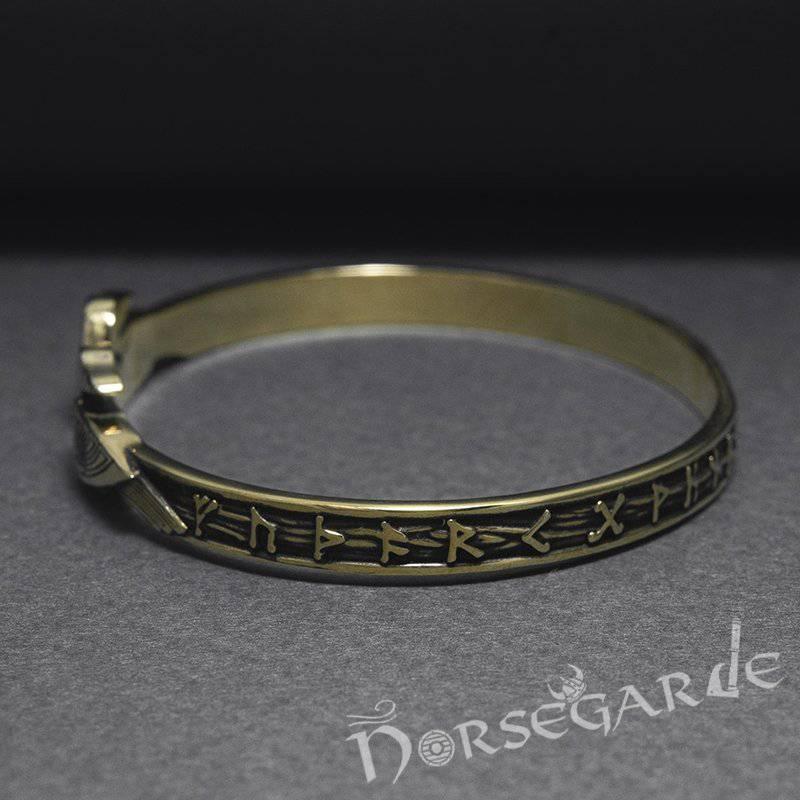 Handcrafted Runes and Ravens Arm Ring - Bronze