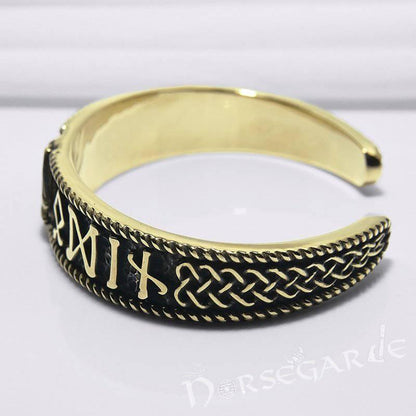 Handcrafted Runes and Valknut Arm Ring - Bronze