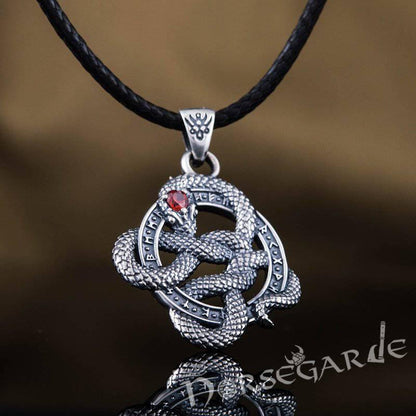 Handcrafted Runic Coiled Jormungandr Pendant - Sterling Silver