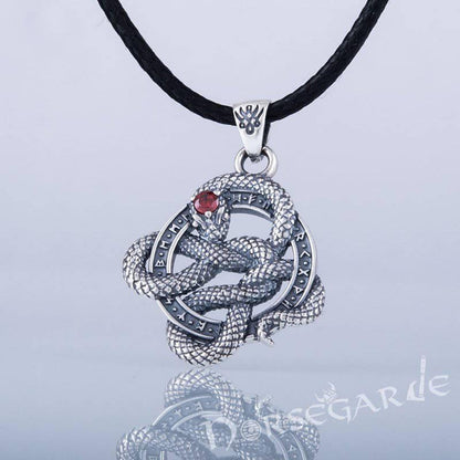 Handcrafted Runic Coiled Jormungandr Pendant - Sterling Silver