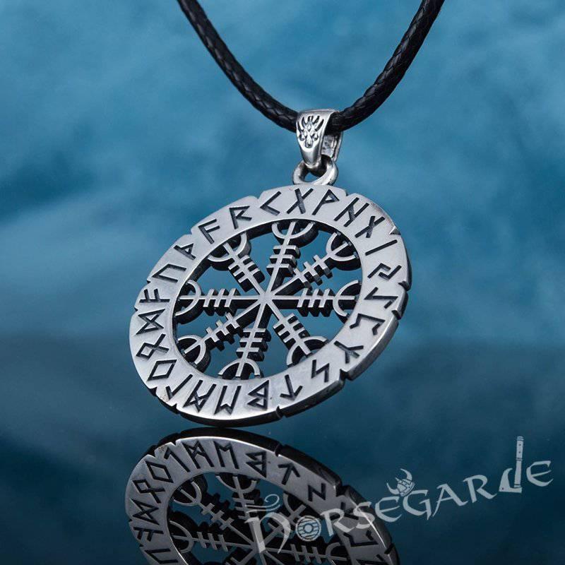Handcrafted Runic Helm of Awe Amulet - Sterling Silver