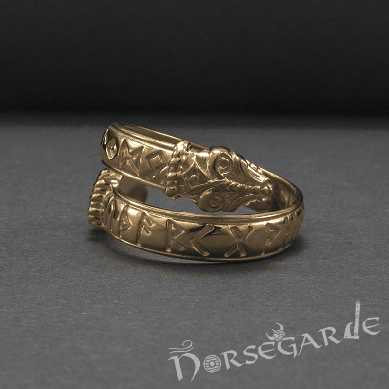 Handcrafted Runic Jormungandr Band - Gold