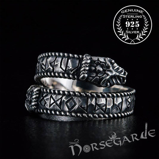 Handcrafted Runic Jormungandr Band - Sterling Silver