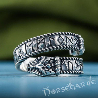 Handcrafted Runic Jormungandr Band - Sterling Silver
