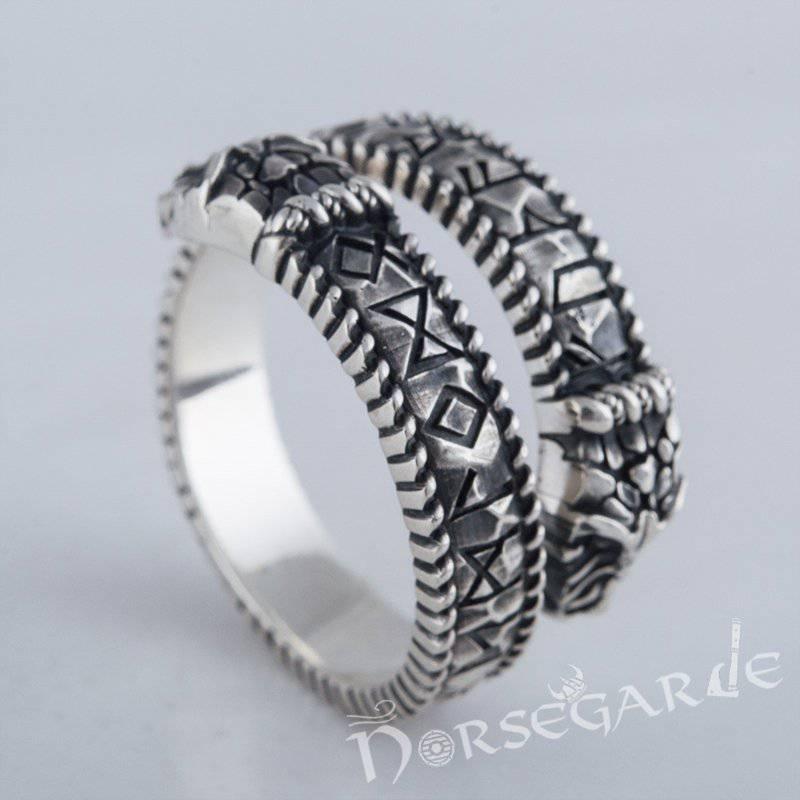 Handcrafted Runic Jormungandr Band - Sterling Silver