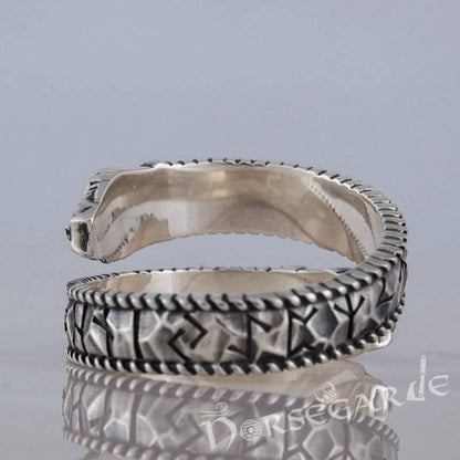 Handcrafted Runic Jormungandr Band - Sterling Silver