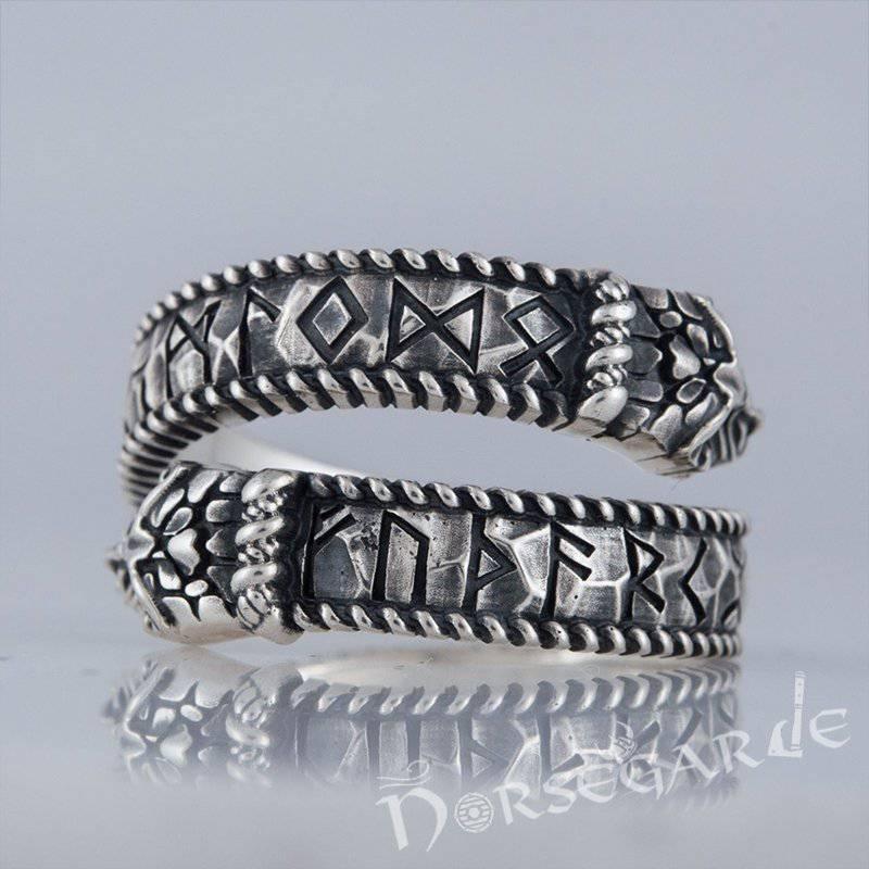 Handcrafted Runic Jormungandr Band - Sterling Silver